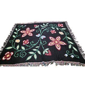 Eighth Generation Sarah Agaton Howes Tapestry Woodland Floral Throw Blanket 60 x